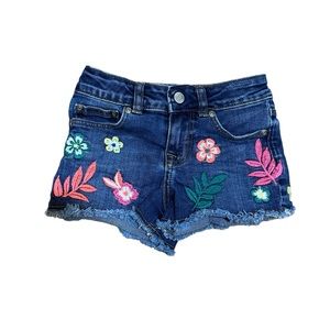 Boden Girls Floral Denim Shorts, Size 6